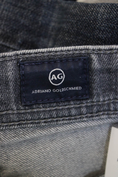 AG Adriano Goldschmied Mens Straight Cropped Gray Jeans Button Size 33