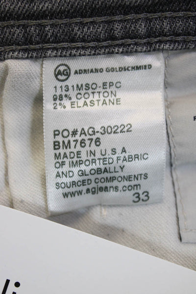 AG Adriano Goldschmied Mens Straight Cropped Gray Jeans Button Size 33
