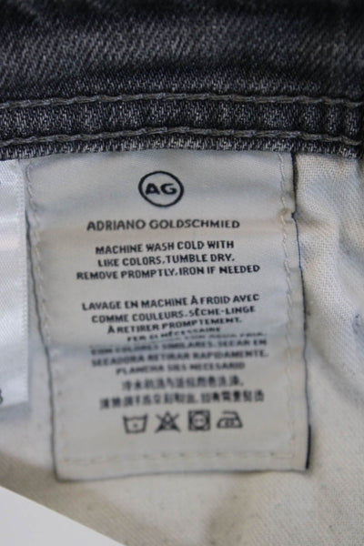 AG Adriano Goldschmied Mens Straight Cropped Gray Jeans Button Size 33