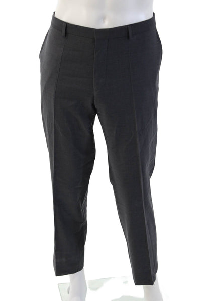 Hugo Hugo Boss Mens Dark Gray Ankle Dress Pants Virgin Wool Size 36