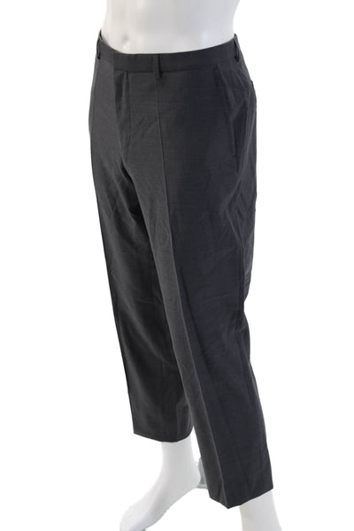 Hugo Hugo Boss Mens Dark Gray Ankle Dress Pants Virgin Wool Size 36