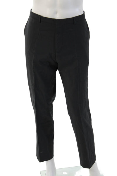 Hugo Hugo Boss Men Ankle Dress Pants Black Virgin Wool Solid Size 36