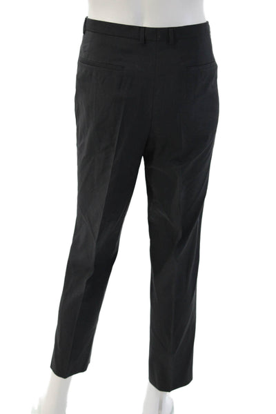 Hugo Hugo Boss Men Ankle Dress Pants Black Virgin Wool Solid Size 36