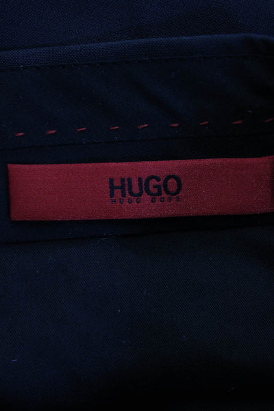 Hugo Hugo Boss Men Ankle Dress Pants Black Virgin Wool Solid Size 36