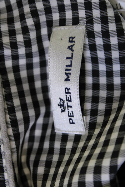 Peter Millar Mens Button Front Collared Gingham Shirt Black White Cotton Size XL