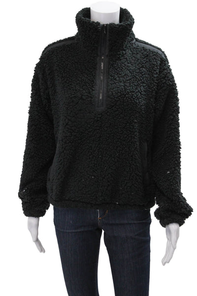 Athleta Womens Black Pullover Sweatshirt Mock Neck Zip Polyester Petite Size XS