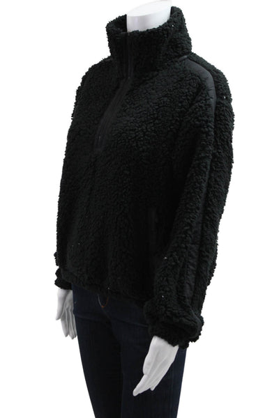 Athleta Womens Black Pullover Sweatshirt Mock Neck Zip Polyester Petite Size XS