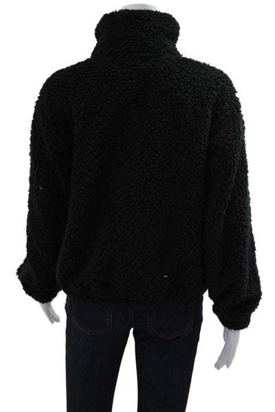 Athleta Womens Black Pullover Sweatshirt Mock Neck Zip Polyester Petite Size XS