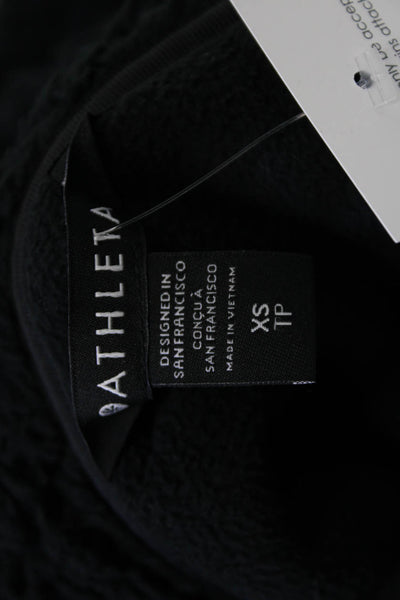 Athleta Womens Black Pullover Sweatshirt Mock Neck Zip Polyester Petite Size XS
