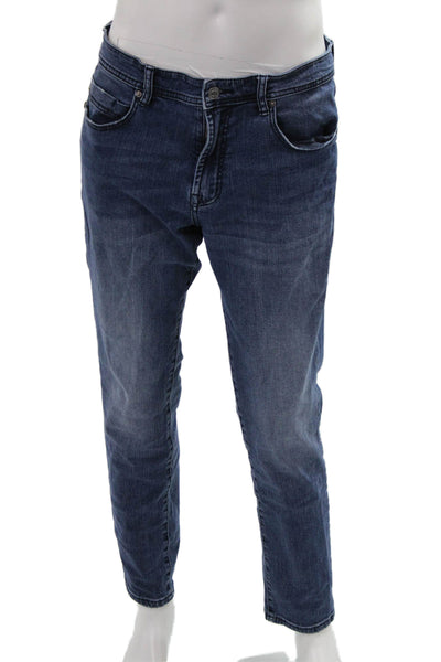 Liverpool Los Angeles Mens Straight Tapered Dark Blue Jeans Button Fly Size 34