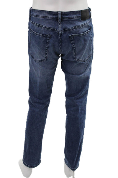 Liverpool Los Angeles Mens Straight Tapered Dark Blue Jeans Button Fly Size 34