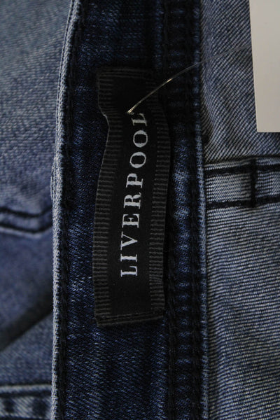 Liverpool Los Angeles Mens Straight Tapered Dark Blue Jeans Button Fly Size 34