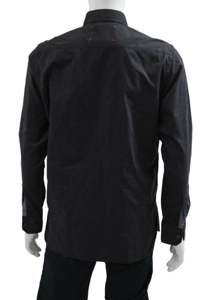 Robert Graham Mens Dress Shirt Button Up Black Point Collar Long Sleeve Size M