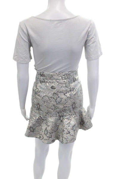 Moncler Womens Gray Floral Flare Mini Skirt Size 42