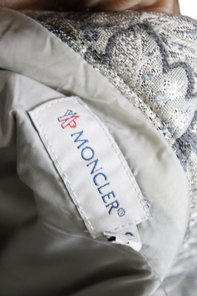 Moncler Womens Gray Floral Flare Mini Skirt Size 42