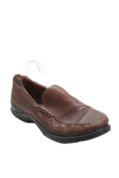 Cole Haan Mens Leather Contrast Stitch Casual Slip On Loafers Brown Size 11
