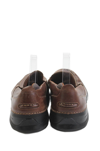 Cole Haan Mens Leather Contrast Stitch Casual Slip On Loafers Brown Size 11