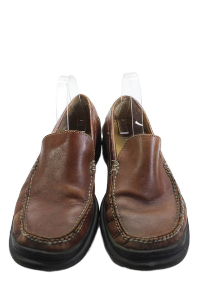 Cole Haan Mens Leather Square Toe Slip On Loafers Brown Size 10.5