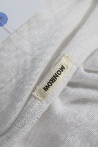 Monrow Women White Sleeveless Romper Striped Round Neck Short Size S