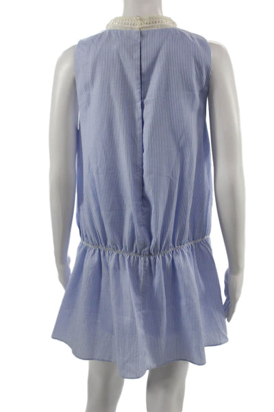 English Factory Women Shift Shirt Dress Light Blue Striped Sleeveless Size S