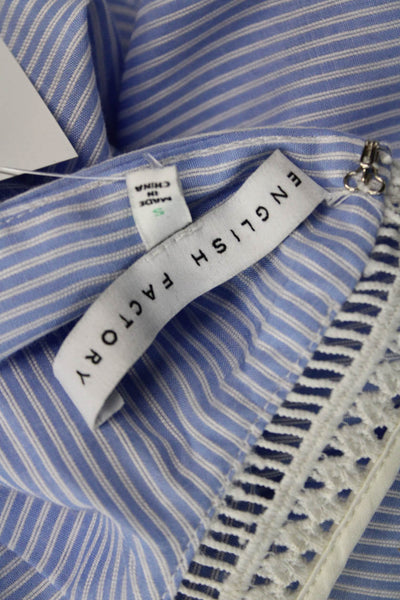 English Factory Women Shift Shirt Dress Light Blue Striped Sleeveless Size S