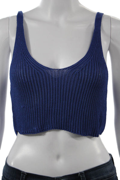 P.a.r.o.s.h. Womens Cropped Tank Blue Round Neck Poly Spandex Size XS