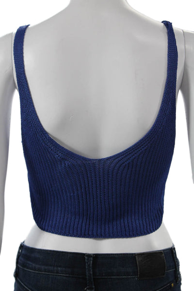 P.a.r.o.s.h. Womens Cropped Tank Blue Round Neck Poly Spandex Size XS
