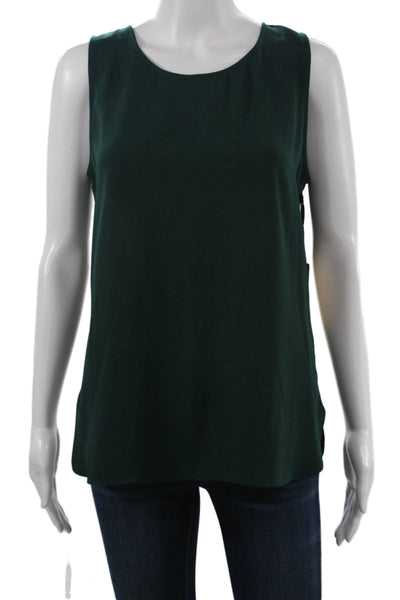 Halogen Womens Basic Sleeveless Tank Green Cotton Round Neck Size S