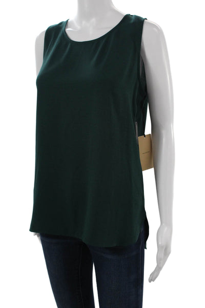 Halogen Womens Basic Sleeveless Tank Green Cotton Round Neck Size S