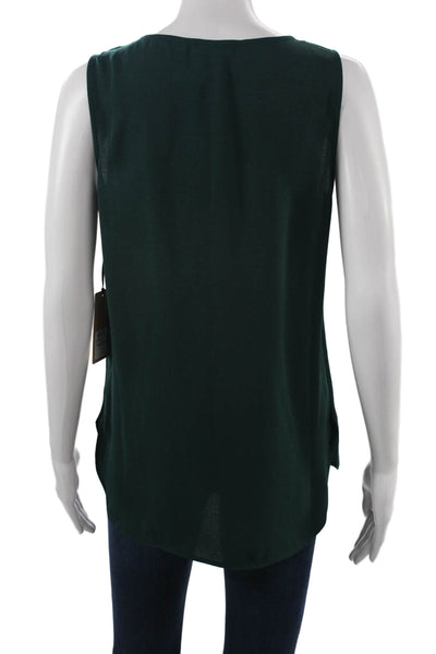 Halogen Womens Basic Sleeveless Tank Green Cotton Round Neck Size S
