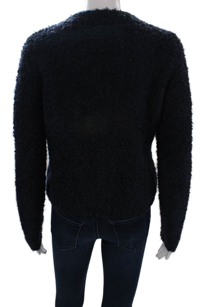 MNG Unisex Dark Blue Solid Button Cardigan Crew Neck Long Sleeve Size XS