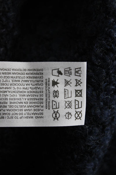 MNG Unisex Dark Blue Solid Button Cardigan Crew Neck Long Sleeve Size XS