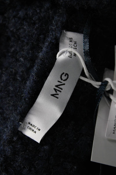 MNG Unisex Dark Blue Solid Button Cardigan Crew Neck Long Sleeve Size XS