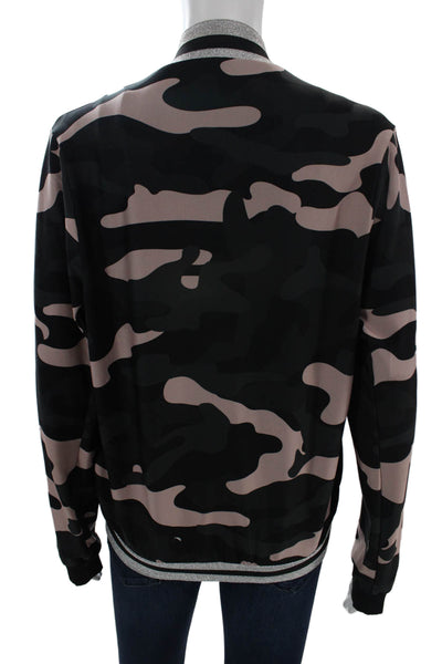 Ultracor Women Bomber Jacket Black Camo Zip Crew Neck Long Sleeve Size S