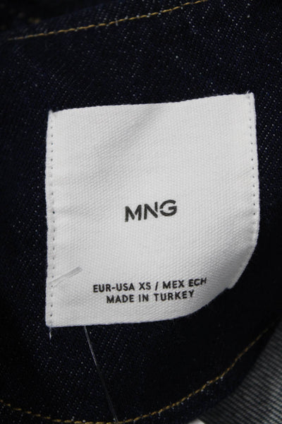 MNG Womens Dark Blue Cotton V-Neck Button Jacket Long Sleeve Size XS