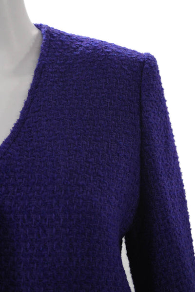 MNG Women Purple V-Neck Button Blazer Long Sleeve Classic Size S