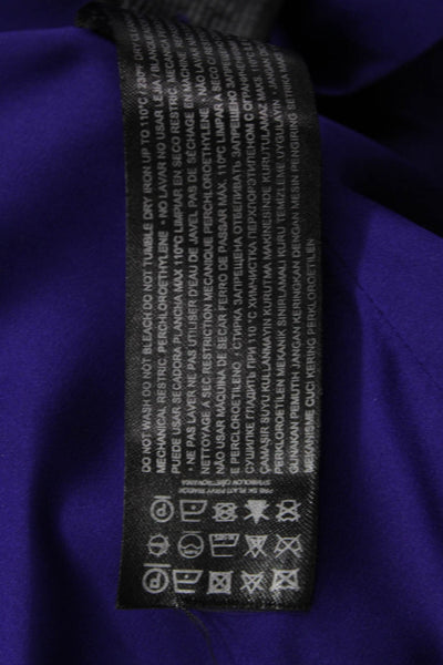 MNG Women Purple V-Neck Button Blazer Long Sleeve Classic Size S