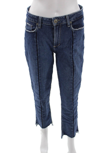 Paige Women Cropped Ankle Dark Blue High Rise Jeans Size 28