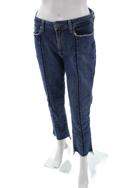 Paige Women Cropped Ankle Dark Blue High Rise Jeans Size 28