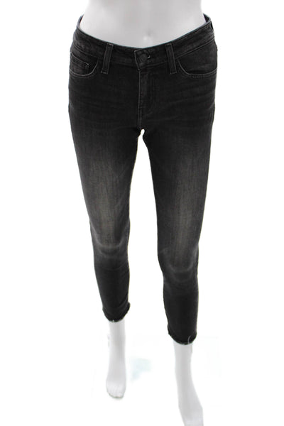 Flying Monkey Womens Ankle Skinny Jeans Black Mid Rise Button Size 25
