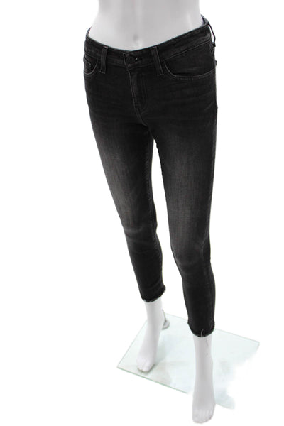 Flying Monkey Womens Ankle Skinny Jeans Black Mid Rise Button Size 25