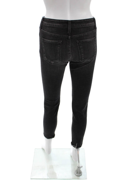 Flying Monkey Womens Ankle Skinny Jeans Black Mid Rise Button Size 25