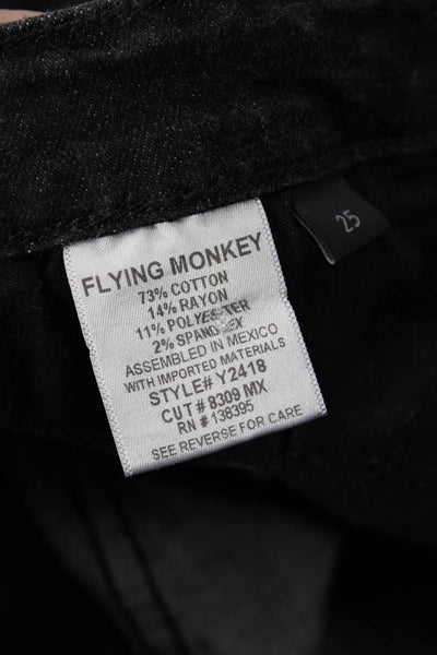 Flying Monkey Womens Ankle Skinny Jeans Black Mid Rise Button Size 25