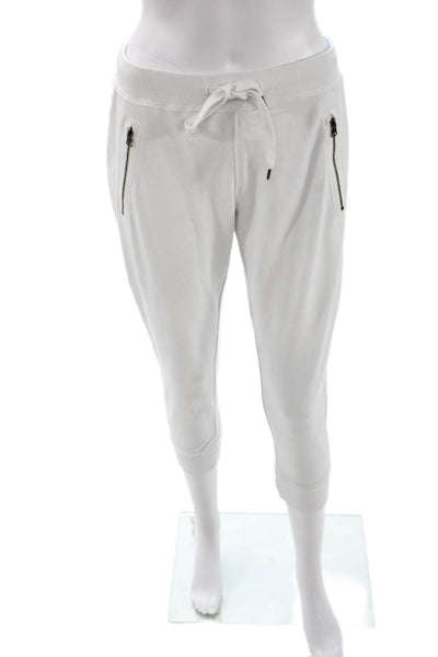 Sundays Womens Capri Jogger Sweatpants White Drawstring Size 1