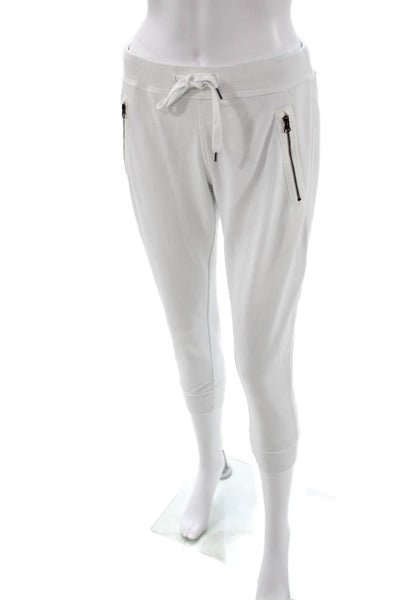 Sundays Womens Capri Jogger Sweatpants White Drawstring Size 1