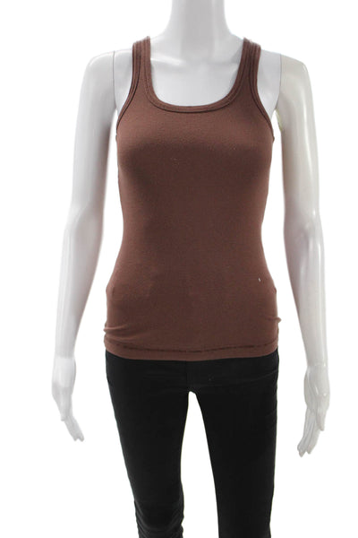 Splendid Women Basic Tank Brown Pima Cotton Modal Round Neck Size XS