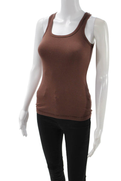 Splendid Women Basic Tank Brown Pima Cotton Modal Round Neck Size XS
