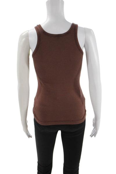 Splendid Women Basic Tank Brown Pima Cotton Modal Round Neck Size XS