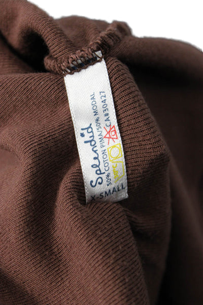 Splendid Women Basic Tank Brown Pima Cotton Modal Round Neck Size XS