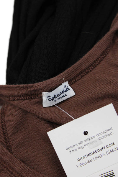 Splendid Women Basic Tank Brown Pima Cotton Modal Round Neck Size XS